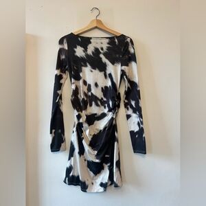 ASOS Design long sleeve cow print mini dress